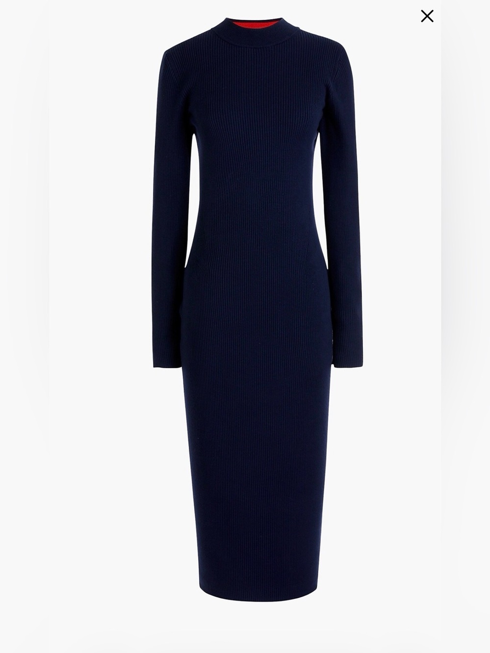 J. Crew Navy Ribbed Knit Long-Sleeve midi  Dress Xs